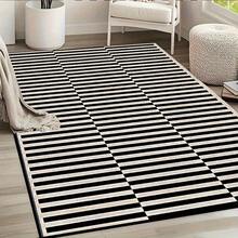 Soft Black And White Striped Carpet - Machine Washable - Suitable For Bedroom, Living Room, Office, Indoor And Outdoor Use - Perfect For Festivals And Special Occasions, Living Room Carpet - 彩色 - 查看 11