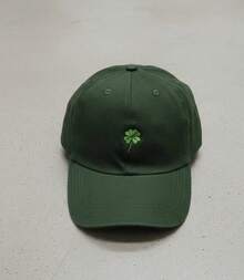 Unisex Adjustable Minimalist Clover Dad Hat Vintage Figure Cotton Embroidered Cap - Army Green - View 2