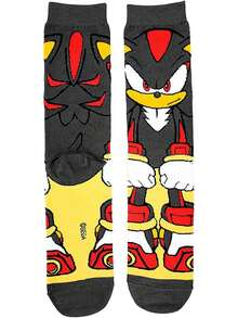 Sonic The Hedgehog Shadow Character Sublimated 360 Adult Crew Socks - 黑色 - 查看 2