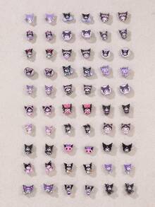 60pcs Sanrio Kumakuma Cat Earring Set, Fashion Casual Cute Earrings For Girls - Multicolor - View 6