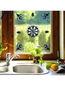 1pc European-Style Colorful Retro Pattern Decorative Sticker, PVC Sticker, Removable Self-Adhesive Easy-Tear Sticker, Home Decoration To Refresh Your Life, Holiday Decoration Sticker, Birthday And Graduation Gift. - Multicolor - View 3