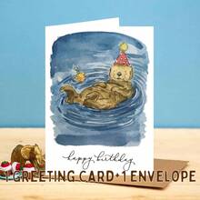 Sea Otter Happy Birthday Card | Otter Birthday Card | Cute Otter | Cute Otter Card | Happy Birthday Card | Birthday Card For Her Including Envelope - Multicolor - View 8