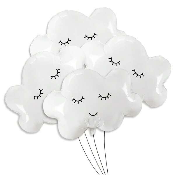 4pcs White Smiling Cloud Foil Balloons, Suitable For Weather Themed Parties, Birthday Parties, Outdoor Decoration, Photography Props
