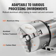 Cabezal divisorio, portabrocas de 3 mordazas K11-100 mm, fresadora CNC, eje rotacional, 4to eje, cabezal indexador de eje A, altura central de 2,6"/65 mm, contrapunto MT2, relación de engranaje 6:1, universal para grabado - Plateado - Ver 5