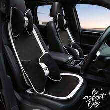 1 pieza Cojín de asiento de coche de peluche, cojín de asiento de coche cómodo, cojín de asiento de coche cómodo y cálido en invierno, reposacabezas de coche con forma de lazo, cojín de asiento de coche de peluche con corona, almohada de protección del cuello, cojín, productos de interior de automóvil de uso general todo el año, almohada de coche, cojín de asiento de coche - Unitalla - Ver 7