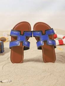 儿童时尚拖鞋，新款夏季镂空一体式设计，时尚、舒适、轻便儿童拖鞋 - 藍色 - 查看 7