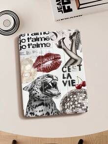 Leopards And Disco Light Balls IPad Case Compatible With IPad Air 4/5 10.9 Inch, IPad 7/8/9th 10.2 Inch, Built-In Pencil Slot Compatible With Samsung Tab S6 10.4 Inch, Tab A7 Lite 8.7 Inch, Ins Style Leather Case, Back To School, Valentine's Day, New Year Gift - Multicolor - View 8