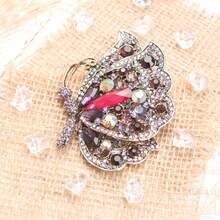 Rainbow Butterfly Crystal Brooch, Vintage-Style Craft With Multi-Color Rhinestone & Intricate Detailing, Eye-Catching Statement Accessory For Fashion Enthusiasts, Ideal For Outfits, Bags & Styling - 粉色 - 查看 3