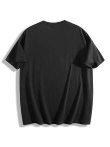 Bold Princess Security Graphic T-Shirt - Men'S Casual Black Tee With Crown And Stars Design, Comfortable Cotton Blend, Perfect For Urban Style And Everyday Wear - 黑色 - 查看 3