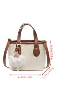Faux Leather Solid Color Mini Bucket Bag, Versatile Casual Handbag & Shoulder Bag - White - View 3