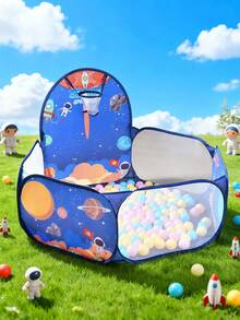 1个海洋主题弹出式球池帐篷，适合婴幼儿玩耍，男孩女孩皆宜的玩具礼物，不含球类，大型弹出式儿童球池帐篷，是游戏屋、婴儿爬行围栏的理想之选，包含篮球架，是万圣节、圣诞节、复活节、感恩节和生日的绝佳礼物 - 彩色 - 查看 10
