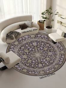 1 pieza Alfombra redonda de estilo - Diseño bohemio, azul marino, floral negro redondo con estampado floral, excelente para una decoración acogedora del hogar, dormitorio, sala de estar, cubierta decorativa de piso para sala de estar, dormitorio, pasillo y entrada, alfombra para interiores/exteriores - Multicolor - Ver 14