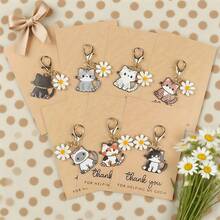 3 قطع مجموعة سلسلة مفاتيح بشكل قطة كرتونية وعباد الشمس، تتضمن 3 بطاقات شكر تحفيزية، مناسبة لسلاسل المفاتيح وديكور العبوات والأقلام، مثالية للاستخدام اليومي والديكور، وهي هدية مفكرة للعائلة والأصدقاء، مناسبة للعودة إلى المدرسة وأعياد الميلاد وغيرها - متعدد الألوان - مشاهدة 3