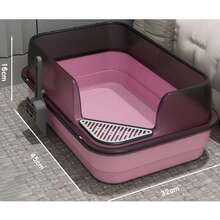 Arenero Gatos Grande Semi Cerrado Caja Arena Antisalpicaduras Antiodor Mascotas Baño Higiene Fácil Limpieza Accesorios Felino Espacio Privado Plástico Resistente Mobiliario Gateras Moderno - Blanco - Ver 3