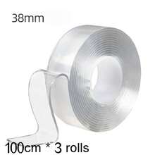 1/2/4片装可重复使用可水洗双面纳米加厚透明高粘度壁挂胶带 - 白色 - 查看 10