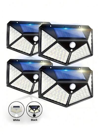 四面太阳能LED壁灯，太阳能应急灯，适用于住宅、车库、户外、公园、庭院，防水，户外四面照明人体感应灯