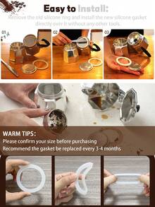 1PC Coffee Rubber Ring,Silicone Sealing Rings,Pot Replacement Cup Gasket,Flexible Washer Gasket Ring Replacenent, Silicone Gaskets,Aluminium Stovetop Coffee Maker Pot Accessories,Coffee Maker Parts,For Coffee Espresso Moka Pot,Stove Top Brewer Compatible With 1 2 3 6 9 12 Cup Size White - White - View 3