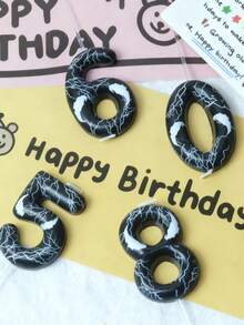 Dark Texture Number 0-9 Birthday/Anniversary/Theme Party Candles, High-Quality Wax, Clean Burning, Cake Decoration Candles, Suitable For Dark/Personalized Party Scenes, Birthday Cake Decor, Special Occasion Ceremony