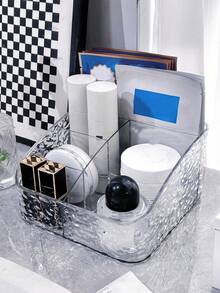 5/3 Compartment Wavy Paper Towel Holder - Multifunctional Storage Organizer For Living Room, Desk, Vanity And Office - Square Plastic Cube Design With Side Compartments For Tissues, Remote, Cosmetics, Essentials - Stylish Home Decor For Toilet Table, Nightstand, Bedroom, Bathroom, Kitchen - Multicolor - View 8
