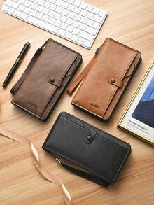 时尚男士长款钱包，商务多卡位大容量单拉链长款钱包，男士零钱包和手机袋 - 彩色 - 查看 2