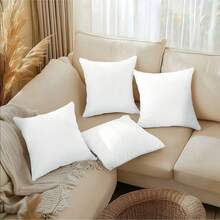 Set Of 4 White Square Throw Pillows (45x45cm), Decorative Sofa Cushions. Soft Polyester Fabric With Plush Texture, Perfect For Beds And Sofas To Enhance Comfort And Modern Style. Decorative Accent Pillows Feature Vacuum-Packed Inner Cores. - Nhiều màu - Xem 11