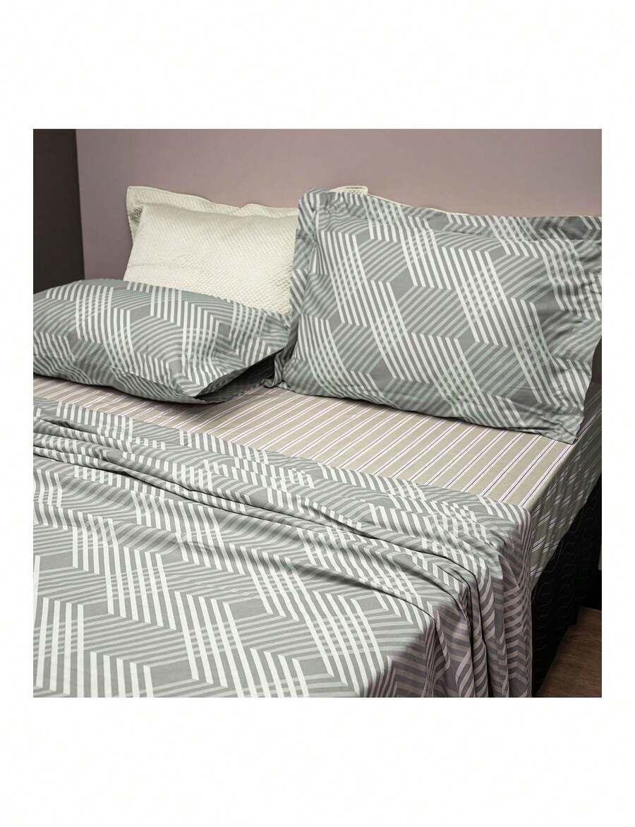 Appel Jogo de Cama Solteiro 3 Peças 100% Algodão Percal 200 Fios Cotton Dreams - Cinza - Visão 1