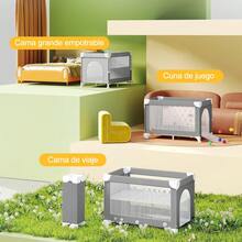 4 en 1 Cuna para Bebé con Mosquitero, Corral Cuna de 2 Niveles Ajustable, con Mesa para Cambiar Pañales, Fácil de Plegar para Viajar Cama de Bebé - Multicolor - Ver 10