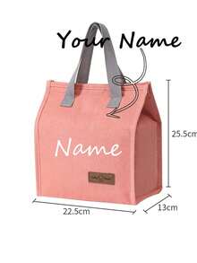 Customized Letter Print Insulated Lunch Bag, Personalized Thermal Lunch Box, Unisex Large Capacity Lunch Tote, Reusable Leak-Proof Handbag, Suitable For Office, Work, School, Beach Or Travel