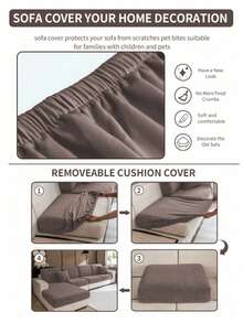 1pc Modern Minimalist Stretch Sofa Cover, Made Of Polyester Fiber, Machine Washable, Protects Sofa From Dust And Dirt, Suitable For All Seasons, Removable & Washable Fitted Sofa Cushion Cover - Maroon - View 8