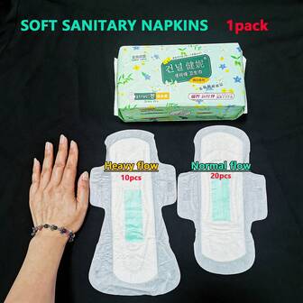 1 paquete de toallas sanitarias suaves, toallas femeninas para la menstruación, de longitud regular y absorbencia nocturna para flujo abundante, toallas sanitarias ultrafinas