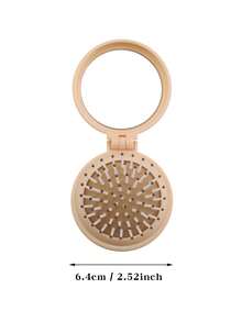 Brodark 1个象牙色和米色花卉图案26字母迷你镜梳，小巧便携，女士必备气垫梳，可折叠气垫按摩梳，镜子和梳子一体设计，旅行和露营配件，返校必备 - 黃色 - 查看 8