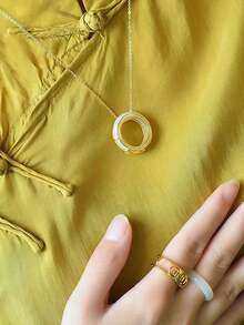 1pc White Jade-Like Amulet Ring Necklace, Versatile Wearable As Ring Or Necklace, Suitable For Women, Daily, Festival, Party, Gift For Girlfriend/Best Friend - White - View 5