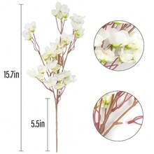 6Pcs Artificial Silk Cherry Blossom Flower Artificial Cherry Blossom Branches For DIY Wedding Bouquets Home Japanese Decor(White),White - 白色 - 查看 5