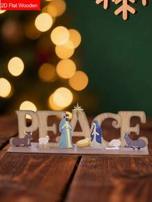 1 pezzo Targa in legno con scena della Natività, integrando la scena della Natività nella mangiatoia nel design della parola "Speranza", regali di Natale, regali cristiani, decorazione, decorazione per la casa, decorazione per luoghi religiosi