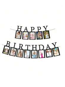 1 Set Happy Birthday Photo Frame Banner, Birthday Party Supplies Happy Birthday Banner - Multicolor - View 9