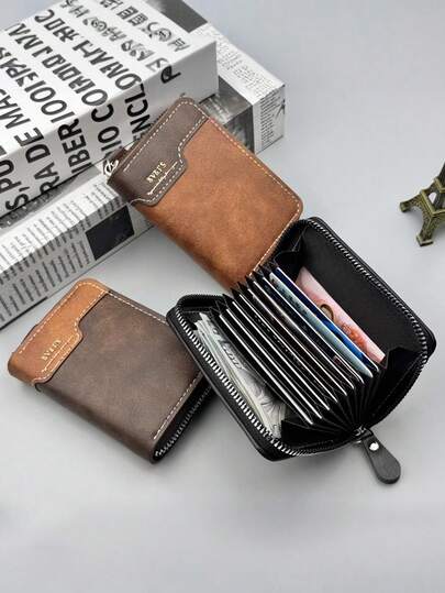 1 pieza Cartera tipo acordeón, billetera mini con múltiples ranuras para tarjetas de gran capacidad