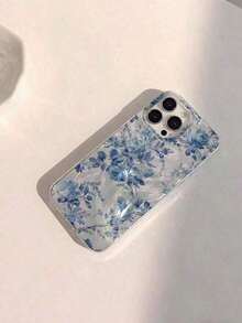 2pc Shiny Blue Peony Flower Pattern Waterproof Anti-Fall Anti-Slip Soft Phone Case Cover Compatible With Apple 17/16/16Pro/16Pro Max/16PlusFOR-YOUR-BELOVED-PHONE Christmas Gifts Christmas Gifts - Mẫu 1 (1 cái) - Xem 2