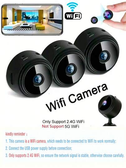 1 pieza/2 piezas Cámara mini, cámara de monitoreo remoto inalámbrica, compatible con video HD 1080P, WiFi 2.4G, monitoreo de ángulo amplio y visualización remota, cámara de vigilancia de doméstica