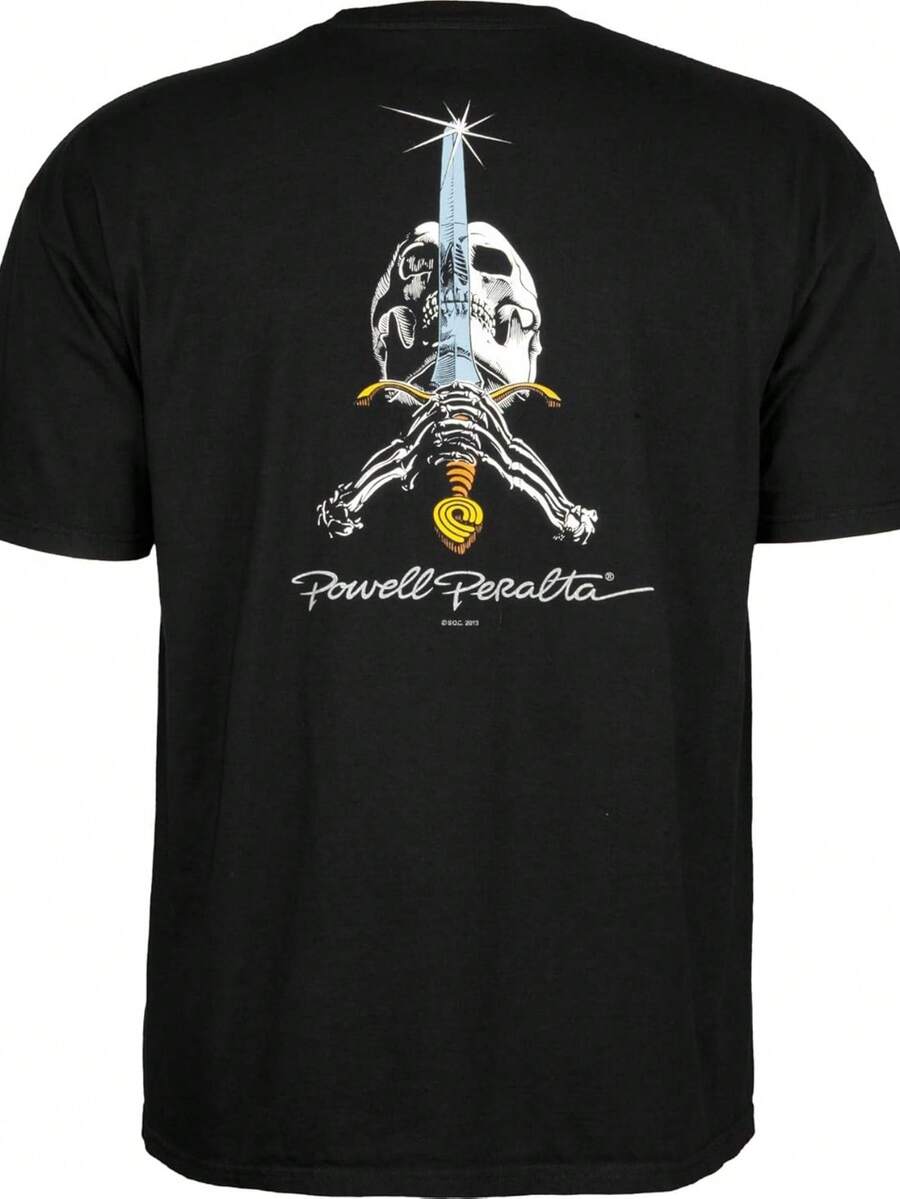 Powell Peralta Skull And Sword T-Shirts - 黑色 - 查看 1