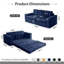 MAXYOYO Convertible Sofa Bed,Pull-Out Double Sofa Bed,2-In-1 Folding Sofa Bed Filled With High-Density Sponge,Folding Floor Sofa With Pillows,Suitable For Living Room,Bedroom,Study - 3 Seater-Navy - 查看 2