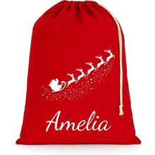 Personalised Christmas Santa Sack With Custom Name - Extra Large - Red - 75x49cm - Penguin - Red - View 9