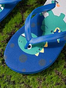 儿童卡通人字拖，轻便舒适，适合沙滩、泳池、居家、户外活动，儿童拖鞋 - 寶藍色 - 查看 7