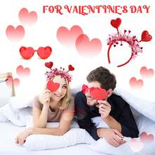 2 Pieces Of Heart-Shaped Hairbands With Sequins And Heart-Shaped Fashion Glasses. Heart-Shaped Glasses, Valentine's Day Clothing, Valentine's Day Hair Accessories, Wedding Clothing. They Are Ideal Hair Accessories For Weddings Or Birthday Celebrations.