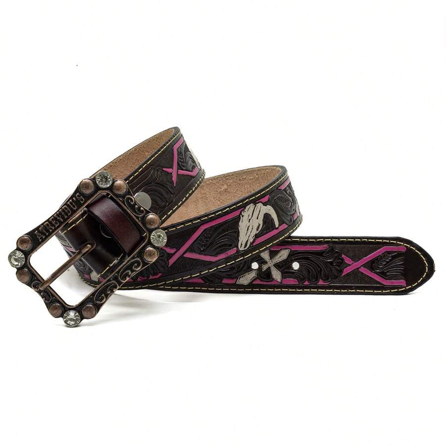 Cinto Atrevidu's Country Boi Rosa Feminino Fivela Atrevidu's - Multicolorido - Visão 1