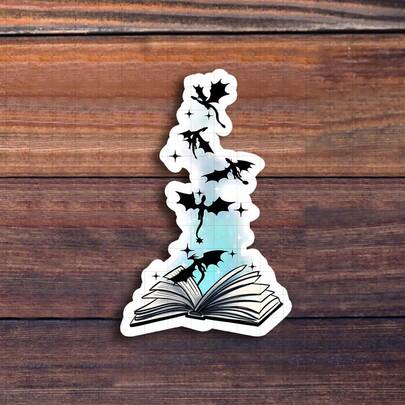 3-Inch "Dive Into Imagination With 'Book And Birds' Vinyl Sticker – Perfect For Book Lovers, Dreamers, And Nature Enthusiasts; Ideal For Laptops, Journals, And Bookmarks; A Vintage Addition To Artistic Style, Inspirational, And Nature-Themed Sticker Collections; Great For Libraries, Coffee Shops, And Study Spaces"