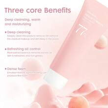 4-Piece Peach Skincare Set - Cleansing Cream, Toner, Moisturizer, Essence. Cleanses Pores, Hydrates And Brightens Skin. Suitable For All Skin Types. Korean Skincare.