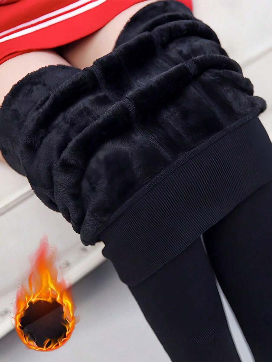 女士保暖加厚踩脚裤，秋冬季保暖加厚打底裤，1件装 - 黑色 - 查看 1