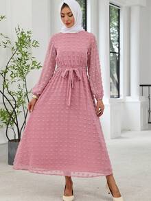 Elegant Fashion Long Chiffon Dress With Bell Sleeves For Women, Perfect For Parties And Arabian Attire