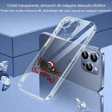 Cubierta de teléfono transparente para combinaciones de moda,Cubierta de teléfono transparente con diseño de leopardo y texto Merry Christmas en rojo para iPhone 14 Pro Max funda navideña para temporada festiva Adecuado para teléfonos Apple y Galaxy. - transparente - Ver 3