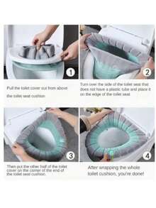 1pc Thickened Toilet Seat Cover, Suitable For All Seasons, Home Use, Knitted Toilet Seat Cushion - Multicolor - View 11